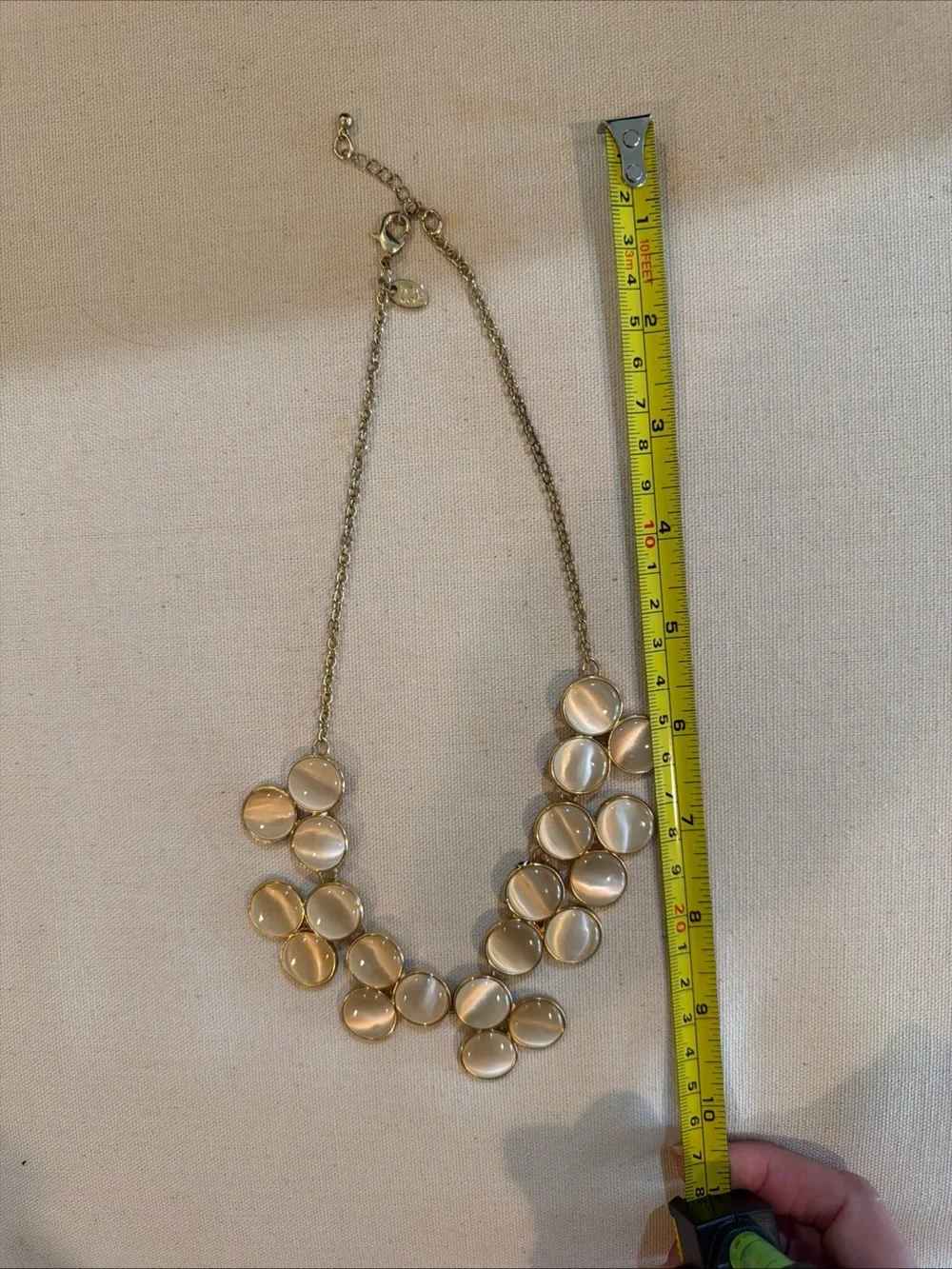 Gold-Tone Ivory Cats Eye Petal Cluster Necklace